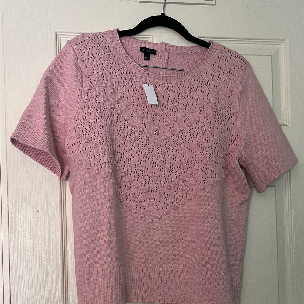 Talbots Light Pink Knit Short Sleeve Sweater